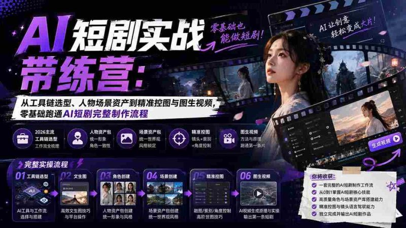(20064期)AI短剧实战训练营:从工具链选型、人物场景资产到精准控图与图生视频,零基础跑通AI短剧完整制作流程-OG资源站