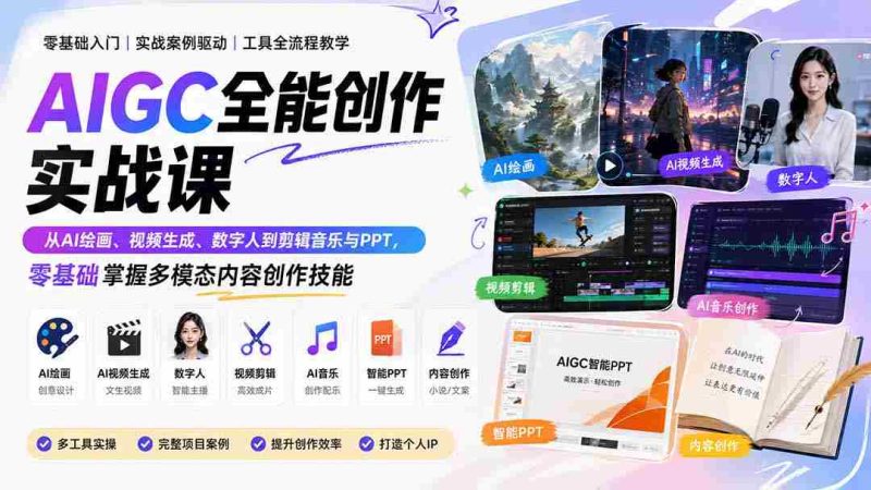 （20065期）AIGC全能创作实战课：从AI绘画、视频生成、数字人到剪辑音乐与PPT，零基础掌握多模态内容创作技能-OG资源站