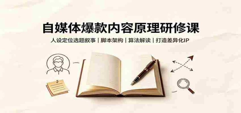 自媒体爆款内容原理研修课：人设定位选题叙事，脚本架构，算法解读打造差异化IP-OG资源站