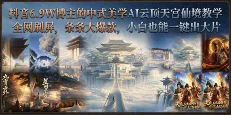 抖音6.9W博主的中式美学AI云顶天宫仙境教学,全网刷屏,条条大爆款,小白也能一键出大片-OG资源站