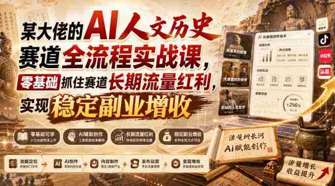 某大佬的AI人文历史赛道全流程实战课,零基础抓住赛道长期流量红利,实现稳定副业增收-OG资源站