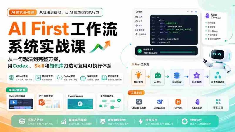 (20104期)AI First工作流系统实战课:从一句想法到完整方案,用Codex、Skill和知识库打造可复用AI执行体系-OG资源站