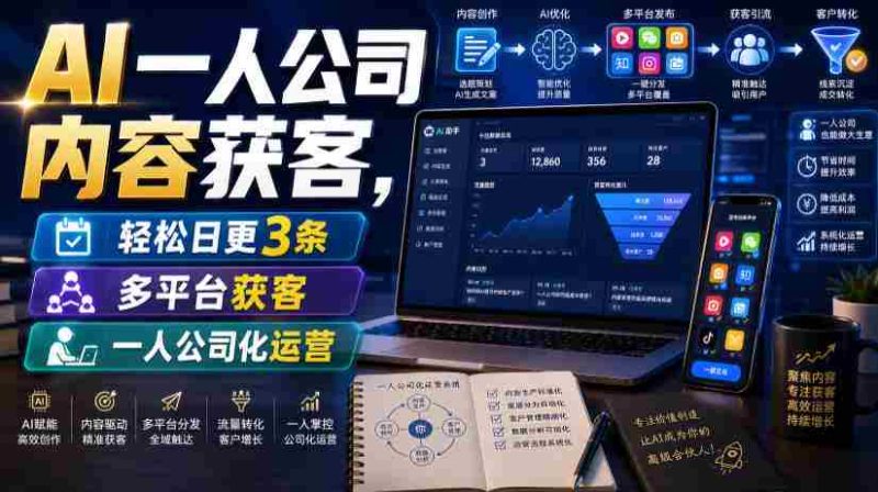 AI一人公司内容获客，轻松日更3条，多平台获客，一人公司化运营（更新0827）-OG资源站