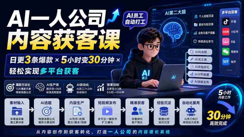 (20111期)AI一人公司内容获客课-更新8月:日更3条爆款×5小时变30分钟×AI员工自动打工,轻松实现多平台获客-OG资源站