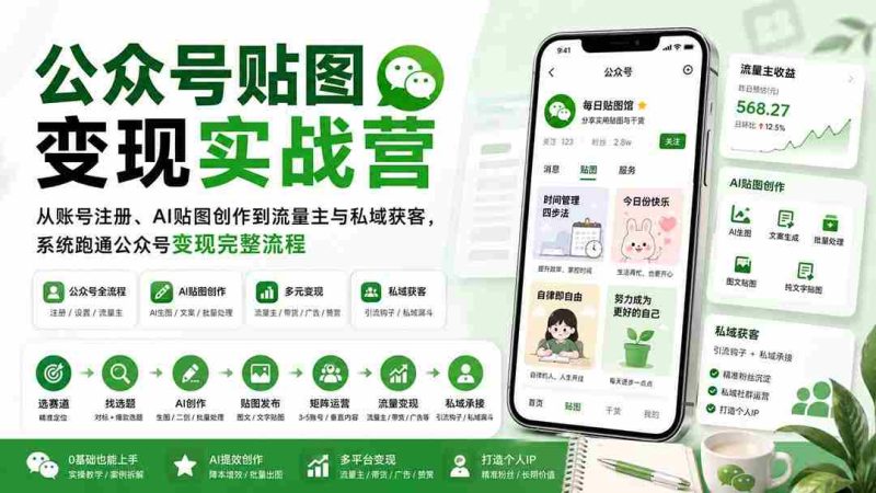 （20120期）公众号贴图变现实战营：从账号注册、AI贴图创作到流量主与私域获客，系统跑通公众号变现完整流程-OG资源站