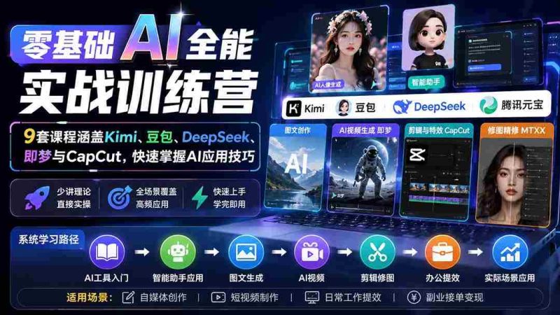 (20134期)零基础AI全能实战训练营:9套课程涵盖Kimi、豆包、DeepSeek、即梦与CapCut,快速掌握AI应用技巧-OG资源站
