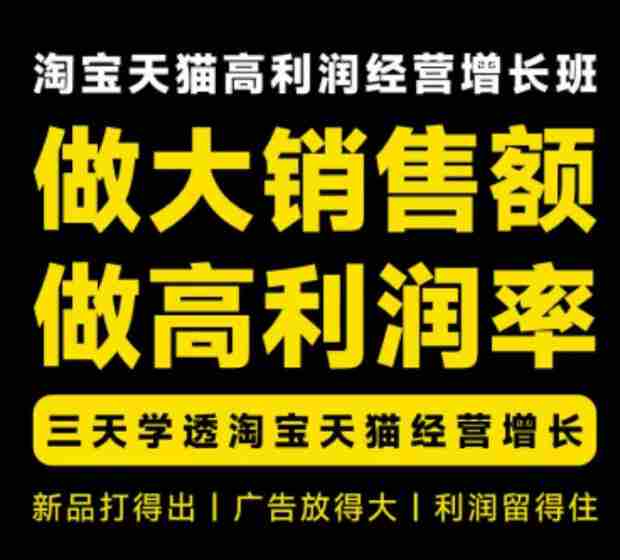 天猫淘宝高利润经营增长班杭州线下课31期8月22-24日,做大销售额做高利润率,三天学透淘宝天猫经营增长-OG资源站