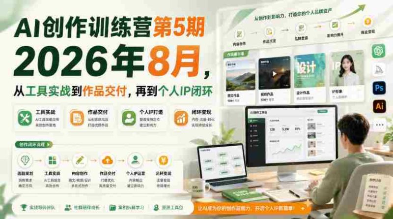 AI创作训练营第5期2026年8月，从工具实战到作品交付，再到个人IP闭环-OG资源站