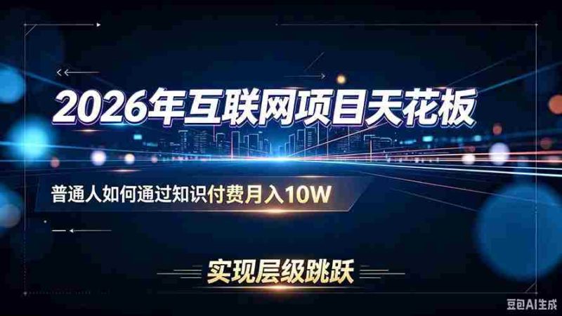 (20150期)2026年互联网项目天花板:普通人如何通过知识付费月入10W,实现层级跳跃-OG资源站