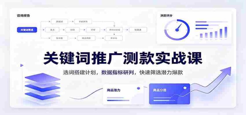 关键词推广测款实战课：选词搭建计划，数据指标研判，快速筛选潜力爆款-OG资源站