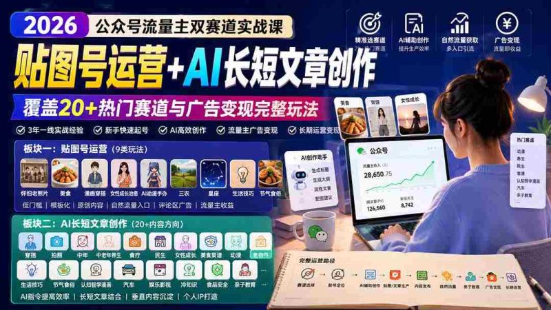(20153期)公众号流量主双赛道实战课:贴图号运营+AI长短文章创作,覆盖20+热门赛道与广告变现完整玩法-OG资源站