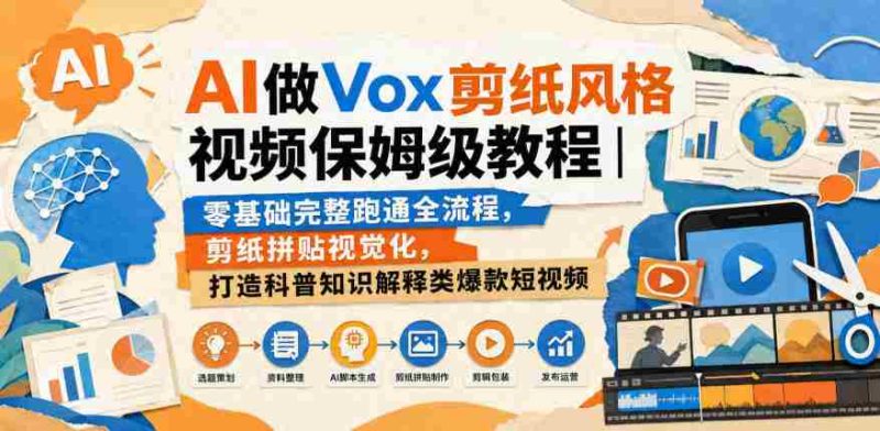 AI做Vox剪纸风格视频保姆级教程|零基础完整跑通全流程,剪纸拼贴视觉化,打造科普知识解释类爆款短视频-OG资源站