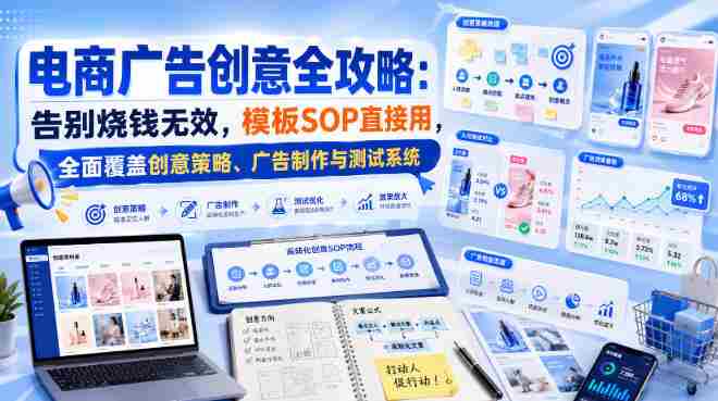 电商广告创意全攻略:告别烧钱无效,模板SOP直接用,全面覆盖创意策略、广告制作与测试系统【原创双语字幕】-OG资源站