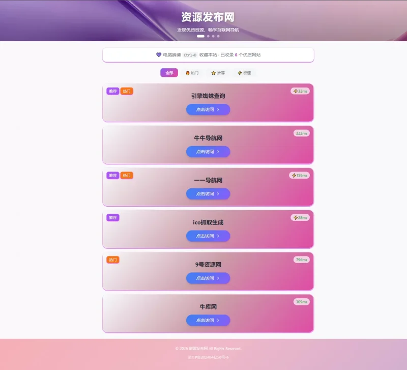 资源发布网同款引导发布页源码-OG资源站