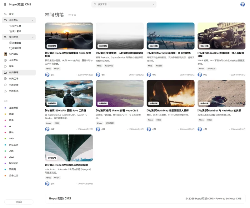 Hope CMS | Fly主题——轻量博客内容站-OG资源站