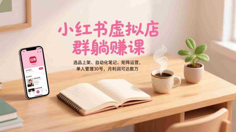 (17072期)小红书虚拟店群躺赚课,选品上架、自动化笔记、矩阵运营,单人管理30号,月利润可达数万-OG资源站