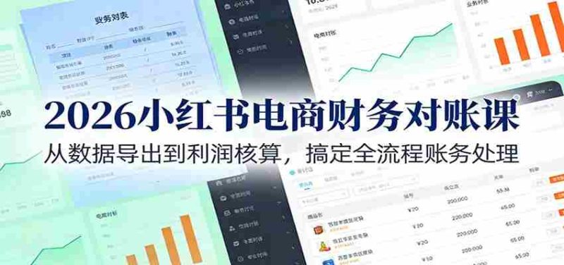 2026小红书电商财务对账课:从数据导出到利润核算,搞定全流程账务处理-OG资源站