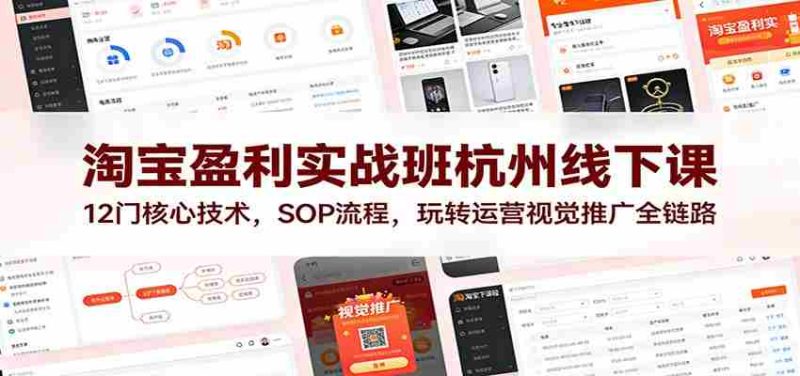 淘宝盈利实战班杭州线下课：12门核心技术，SOP 流程，玩转运营视觉推广全链路-OG资源站