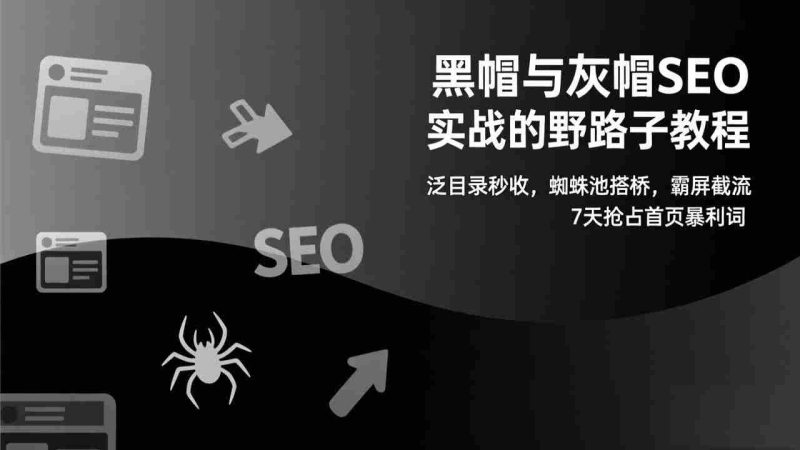 （17125期）黑帽与灰帽SEO实战的野路子教程：泛目录秒收，蜘蛛池搭桥，霸屏截流，7天抢占首页暴利词-OG资源站