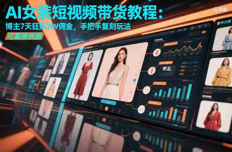 AI女装短视频带货教程:博主7天狂賺2W佣金,手把手复刻玩法,可直接照搬-OG资源站