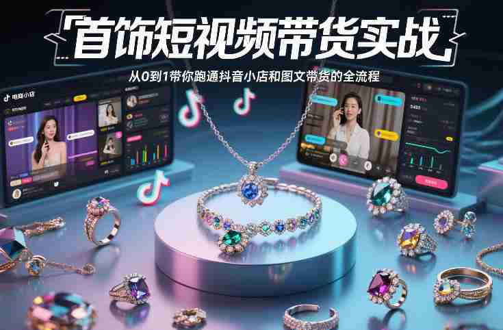 首饰短视频带货实战,从0到1带你跑通抖音小店和图文带货的全流程-OG资源站