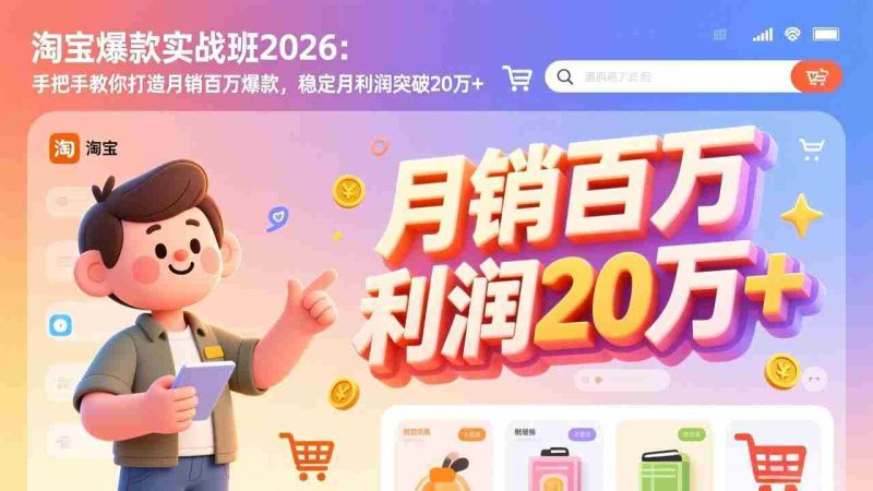(17209期)淘宝爆款实战班2026:手把手教你打造月销百万爆款,稳定月利润突破20万+-OG资源站