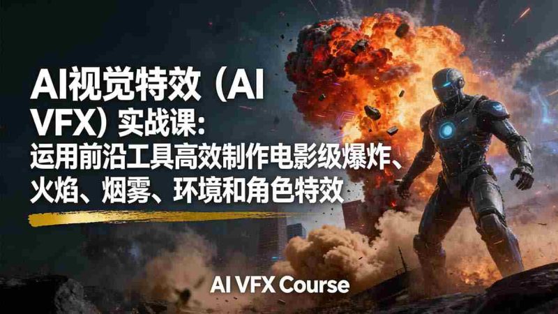 (17212期)AI视觉特效(AI VFX)实战课:运用前沿工具高效制作电影级爆炸、火焰、烟雾、环境和角色特效-OG资源站
