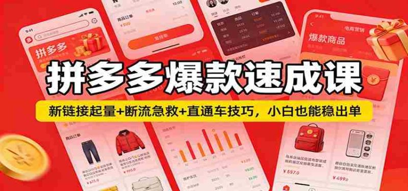 拼多多爆款速成课:新链接起量+断流急救+直通车技巧,小白也能稳出单-OG资源站