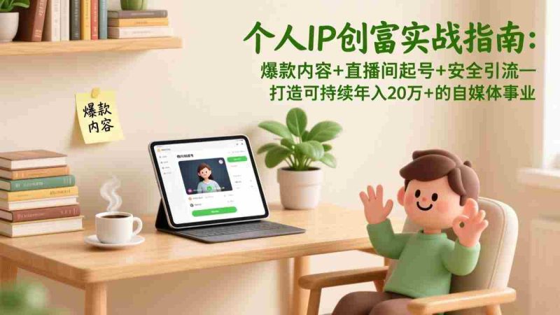 (17217期)个人IP创富实战指南:爆款内容+直播间起号+安全引流,打造可持续年入20万+的自媒体事业-OG资源站
