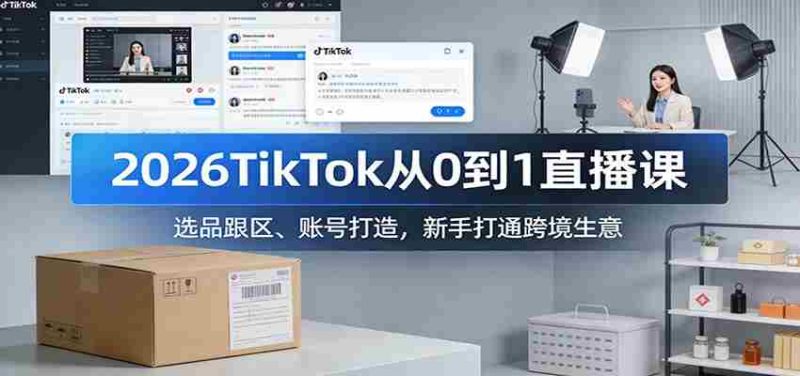 2026TikTok从0到1直播课:选品跟区、账号打造,新手打通跨境生意-OG资源站
