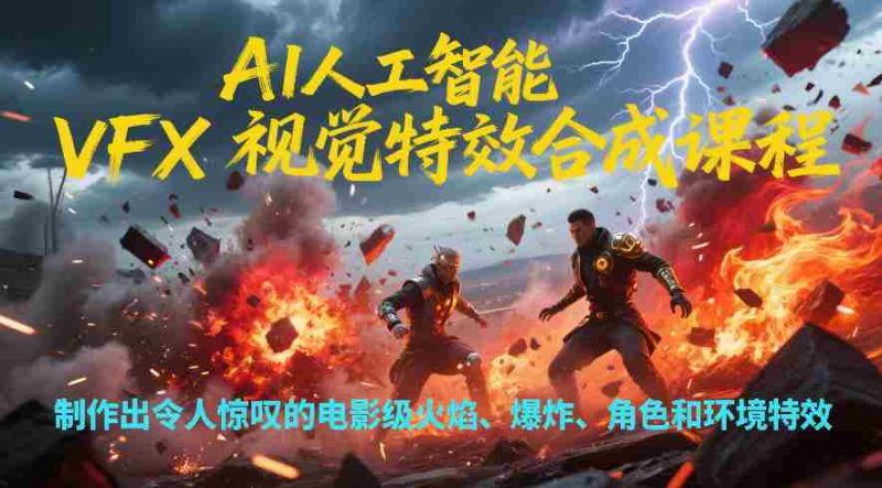 AI人工智能VFX视觉特效合成课程,制作出令人惊叹的电影级火焰、爆炸、角色和环境特效-OG资源站