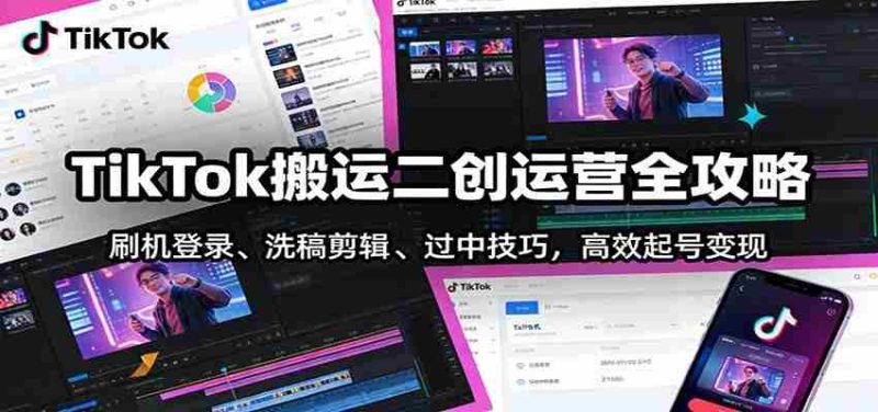 TikTok搬运二创运营全攻略：刷机登录、洗稿剪辑 、过中技巧，高效起号变现-OG资源站