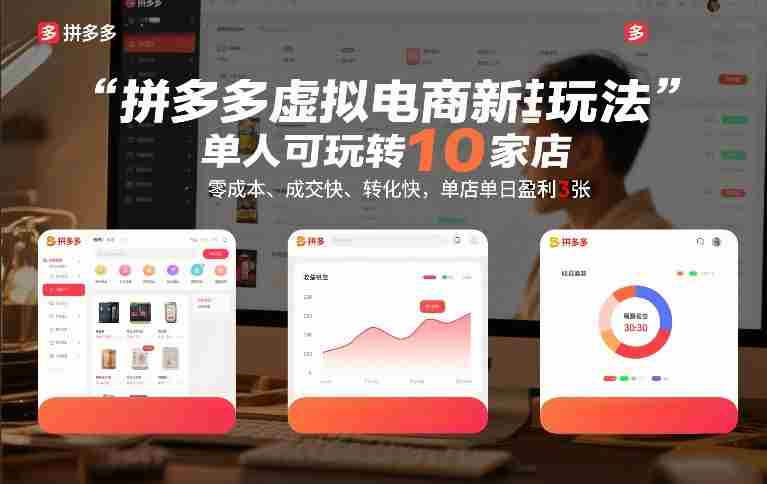 拼多多虚拟电商新玩法,单人可玩转10家店,零成本、成交快、转化快,单店单日盈利3张【揭秘】-OG资源站