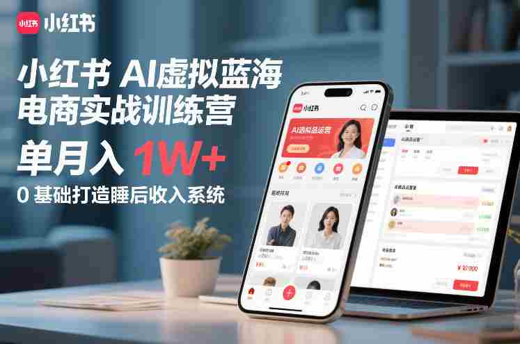 小红书AI虚拟蓝海电商实战训练营,单月入1W+,0基础打造睡后收入系统-OG资源站