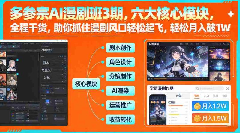 多参宗AI漫剧班3期,六大核心模块,全程干货,助你抓住漫剧风口轻松起飞,轻松月入破1W+-OG资源站