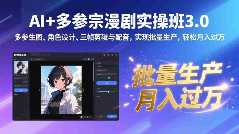 (17283期)AI+多参宗漫剧实操班3.0:多参生图、角色设计、三帧剪辑与配音,实现批量生产,轻松月入过万-OG资源站