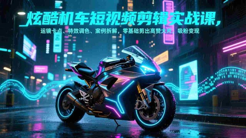 (17304期)炫酷机车短视频剪辑实战课,运镜卡点、特效调色、案例拆解,零基础剪出高赞大片,吸粉变现-OG资源站