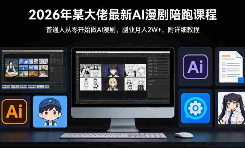 26年某大佬最新Ai漫剧陪跑课程,普通人从零开始做AI漫剧,副业月入2W+-OG资源站