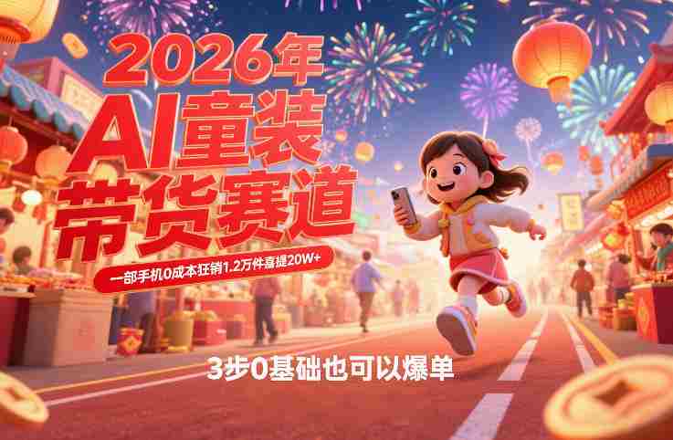 AI童装新春带货赛道，一部手机0成本狂销1.2万件喜提20W+，3步0基础也可以爆单-OG资源站