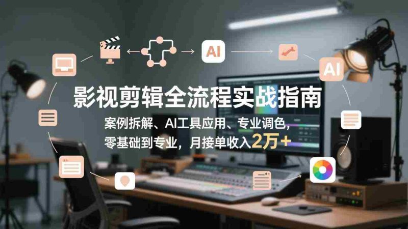 (17338期)影视剪辑全流程实战指南,案例拆解、AI工具应用、专业调色,零基础到专业,月接单收入2万+-OG资源站