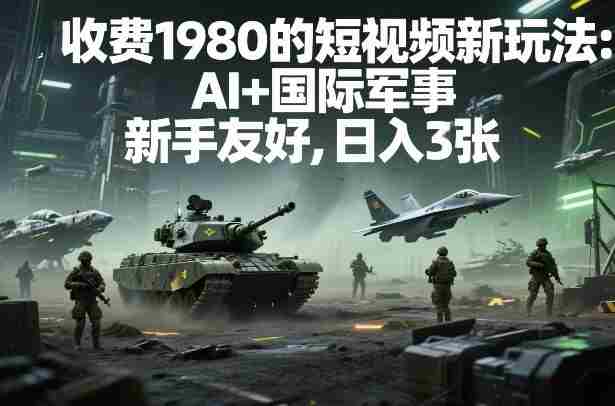 外面收费1980的短视频新玩法：AI+国际军事，新手友好，日入3张+【附详细教程】-OG资源站