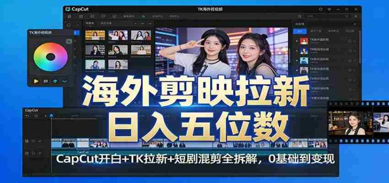 海外剪映拉新日入五位数:CapCut开白+TK拉新+短剧混剪全拆解,0基础到变现-OG资源站