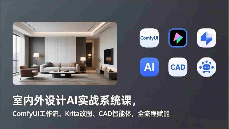 （17371期）室内外设计AI实战系统课，ComfyUI工作流、Krita改图、CAD智能体，全流程赋能-OG资源站
