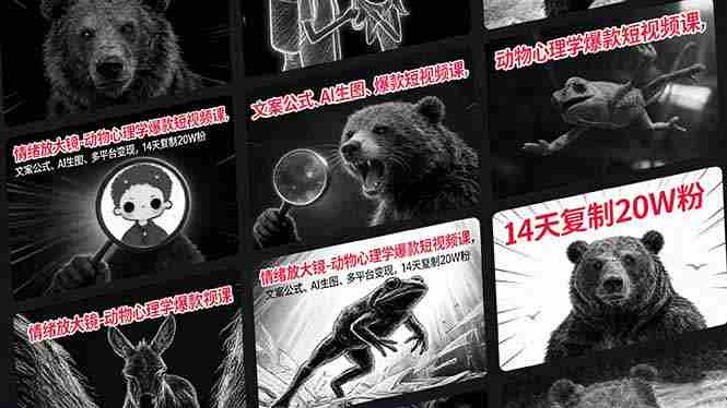 (17376期)情绪放大镜-动物心理学爆款短视频课,文案公式、AI生图、多平台变现,14天复制20W粉-OG资源站