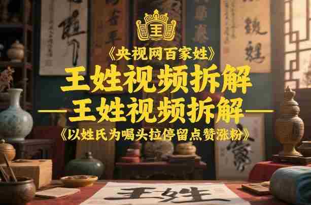 央视网百家姓–王姓视频拆解，以姓氏为噱头拉停留点赞涨粉-OG资源站