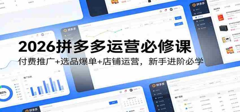 2026拼多多运营必修课:付费推广+选品爆单+店铺运营,新手进阶必学-OG资源站