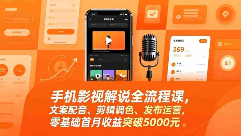 (17391期)手机影视解说全流程课,文案配音、剪辑调色、发布运营,零基础首月收益突破5000元-OG资源站