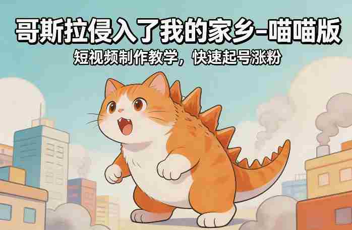哥斯拉侵入了我的家乡–喵喵版短视频制作教学，快速起号涨粉-OG资源站