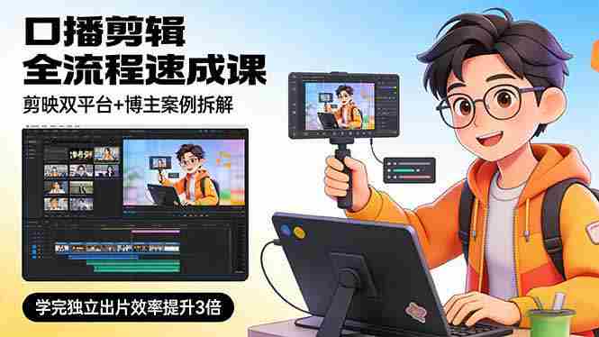 （17420期）口播剪辑全流程速成课，剪映双平台+博主案例拆解，学完独立出片效率提升3倍-OG资源站