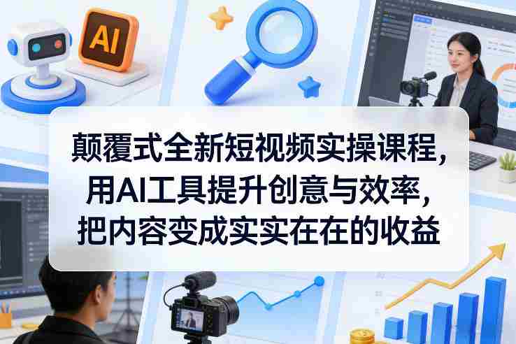 颠覆式全新短视频实操课程，用AI工具提升创意与效率，把内容变成实实在在的收益-OG资源站